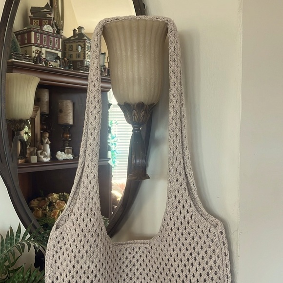 Brand New OGX Knit Sack Shoulder Bag Neutral Tan Woven Beach Tote - Picture 9 of 12